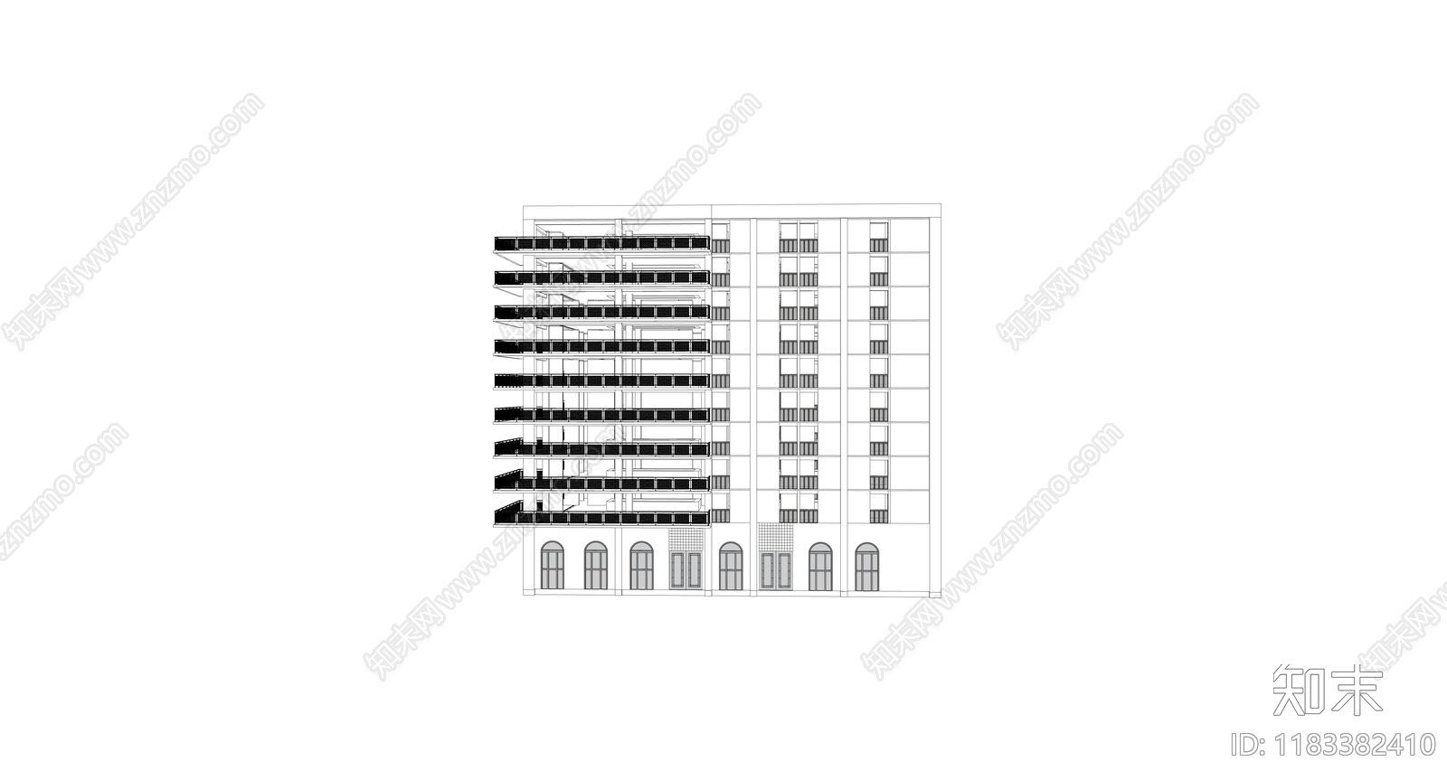 现代极简学校建筑cad施工图下载【ID:1183382410】