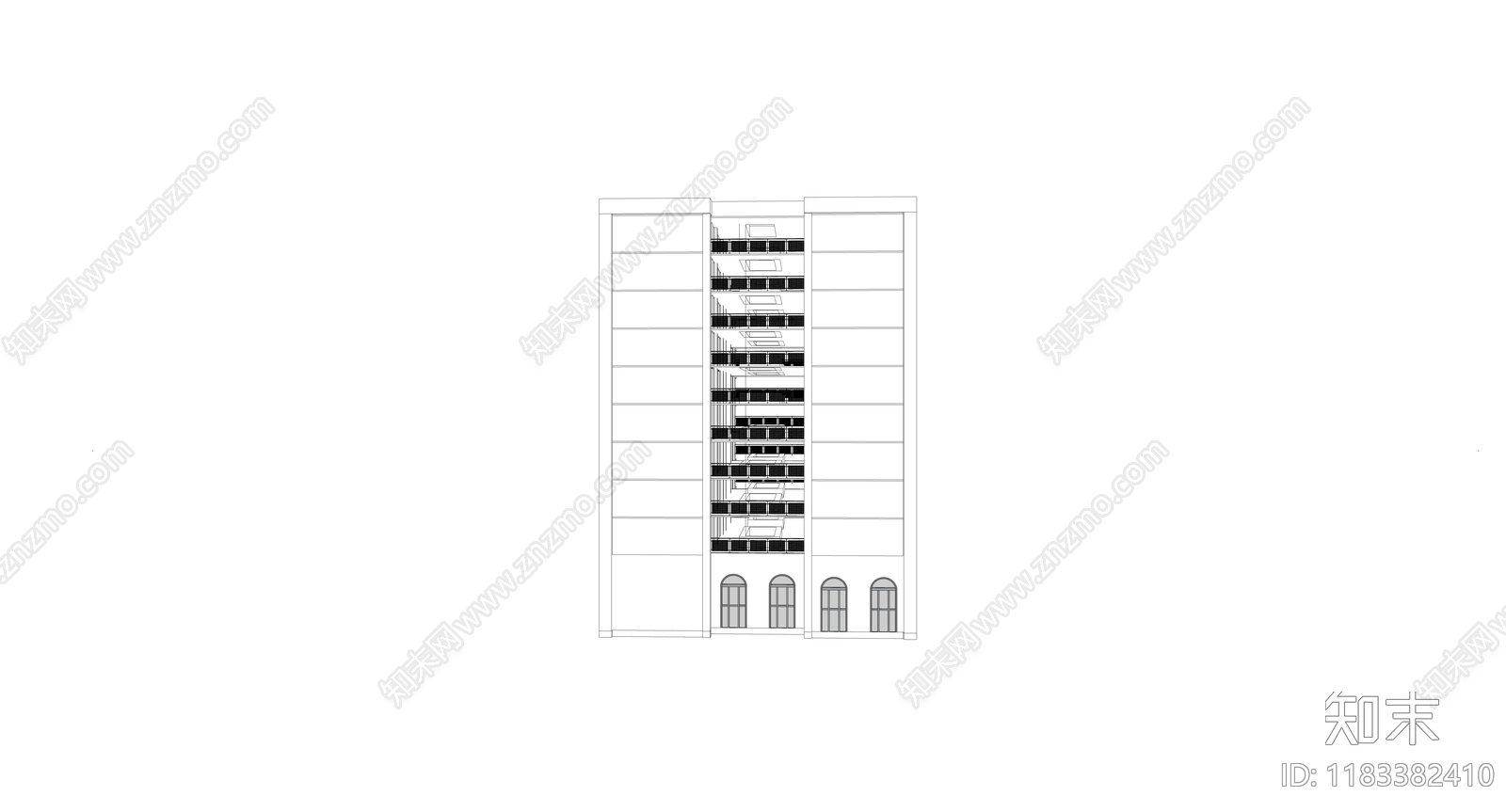 现代极简学校建筑cad施工图下载【ID:1183382410】