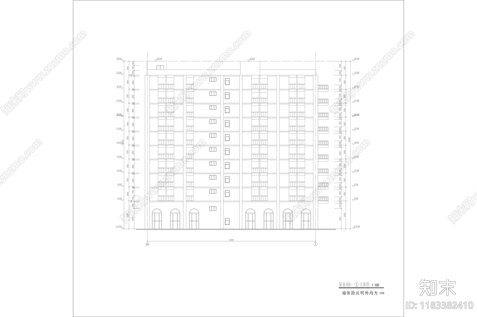 现代极简学校建筑cad施工图下载【ID:1183382410】