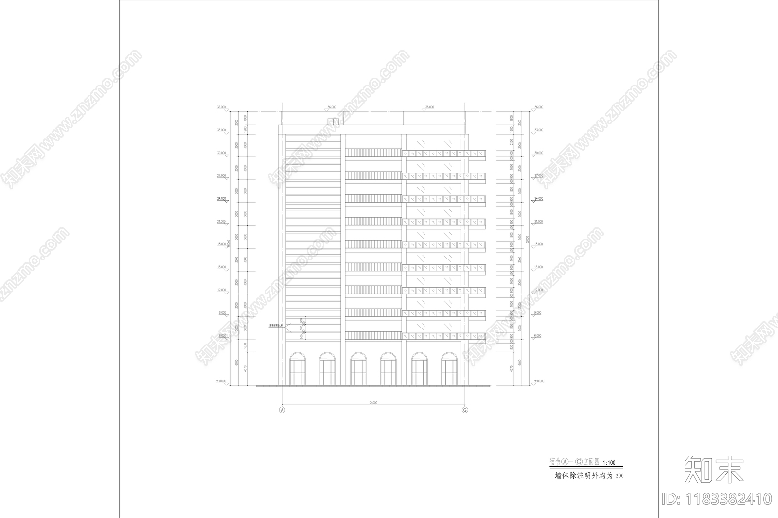 现代极简学校建筑cad施工图下载【ID:1183382410】