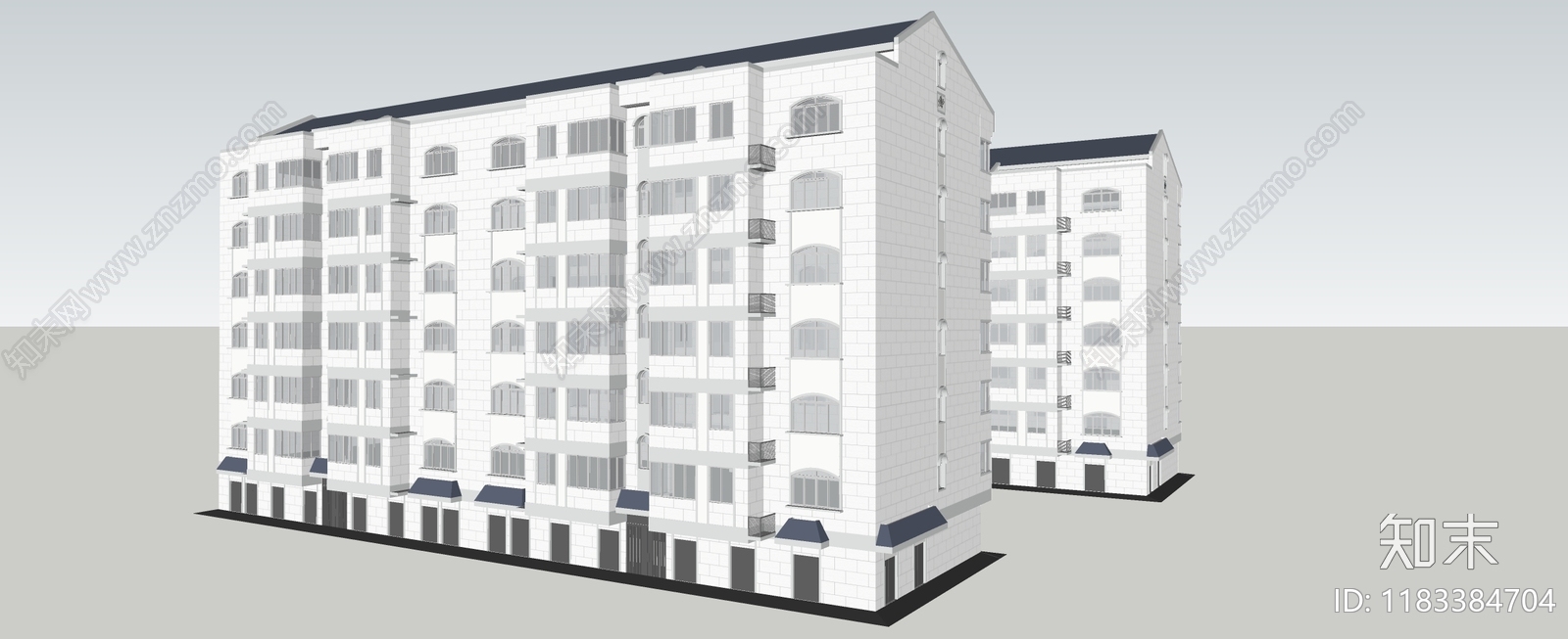 现代新中式多层住宅SU模型下载【ID:1183384704】