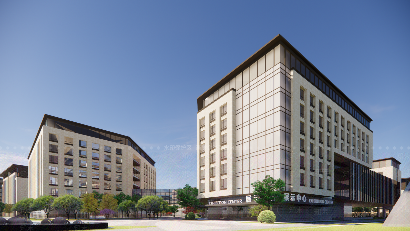 新中式小区建筑SU模型下载【ID:1183384641】