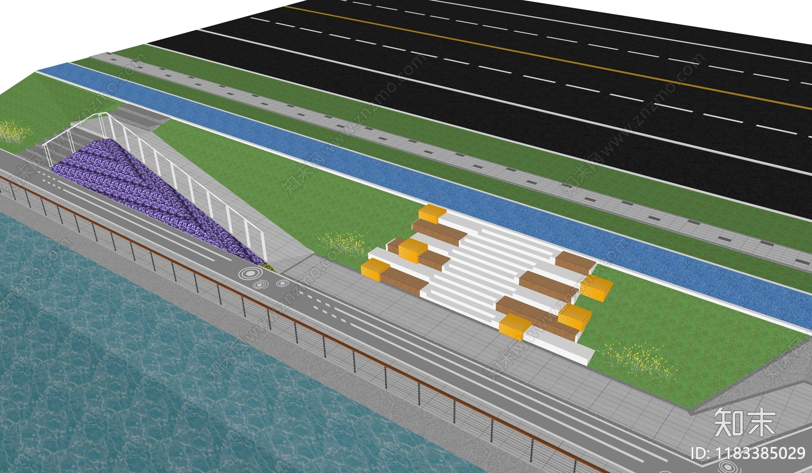 现代滨水景观SU模型下载【ID:1183385029】