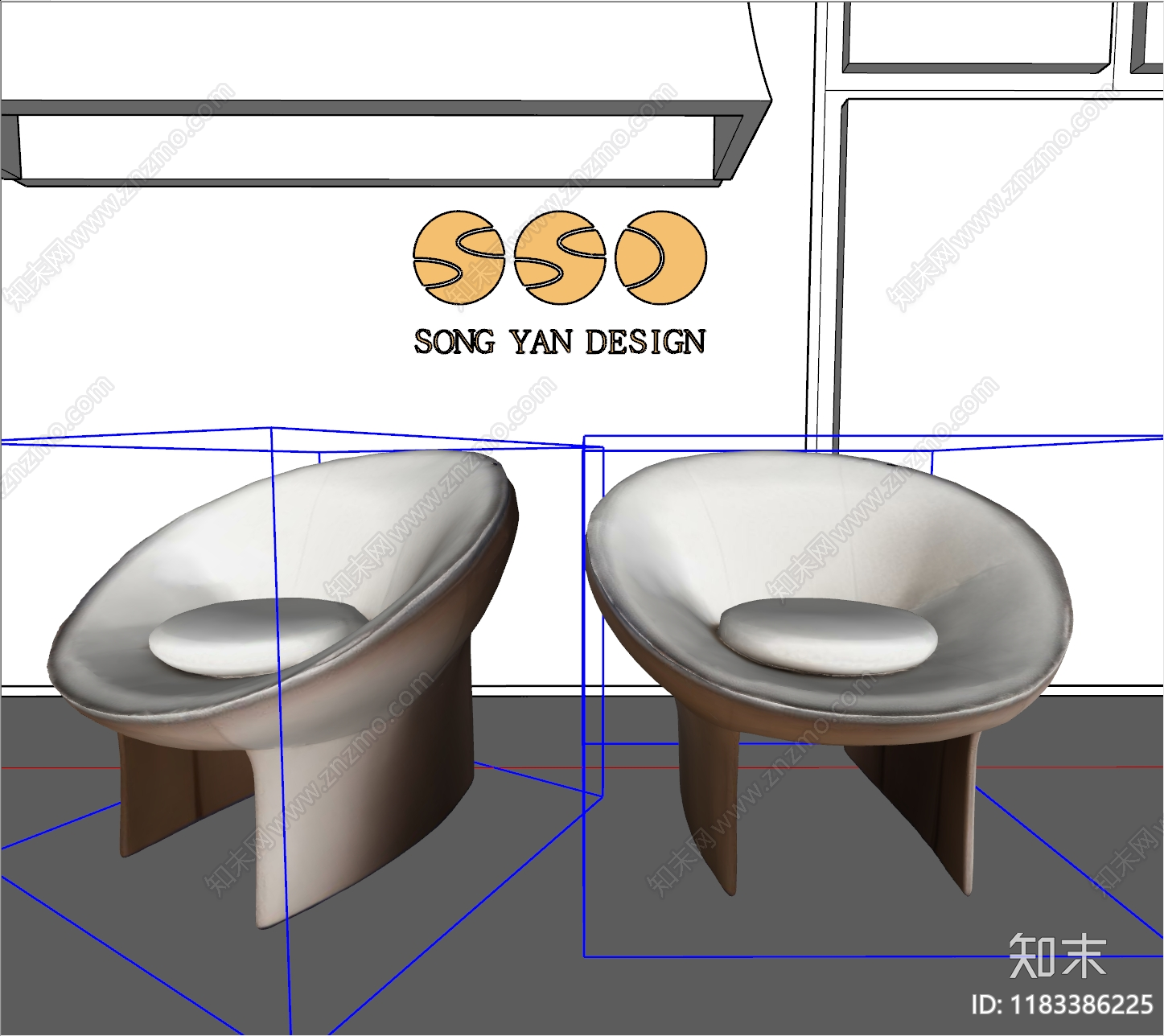 现代意式单人沙发SU模型下载【ID:1183386225】