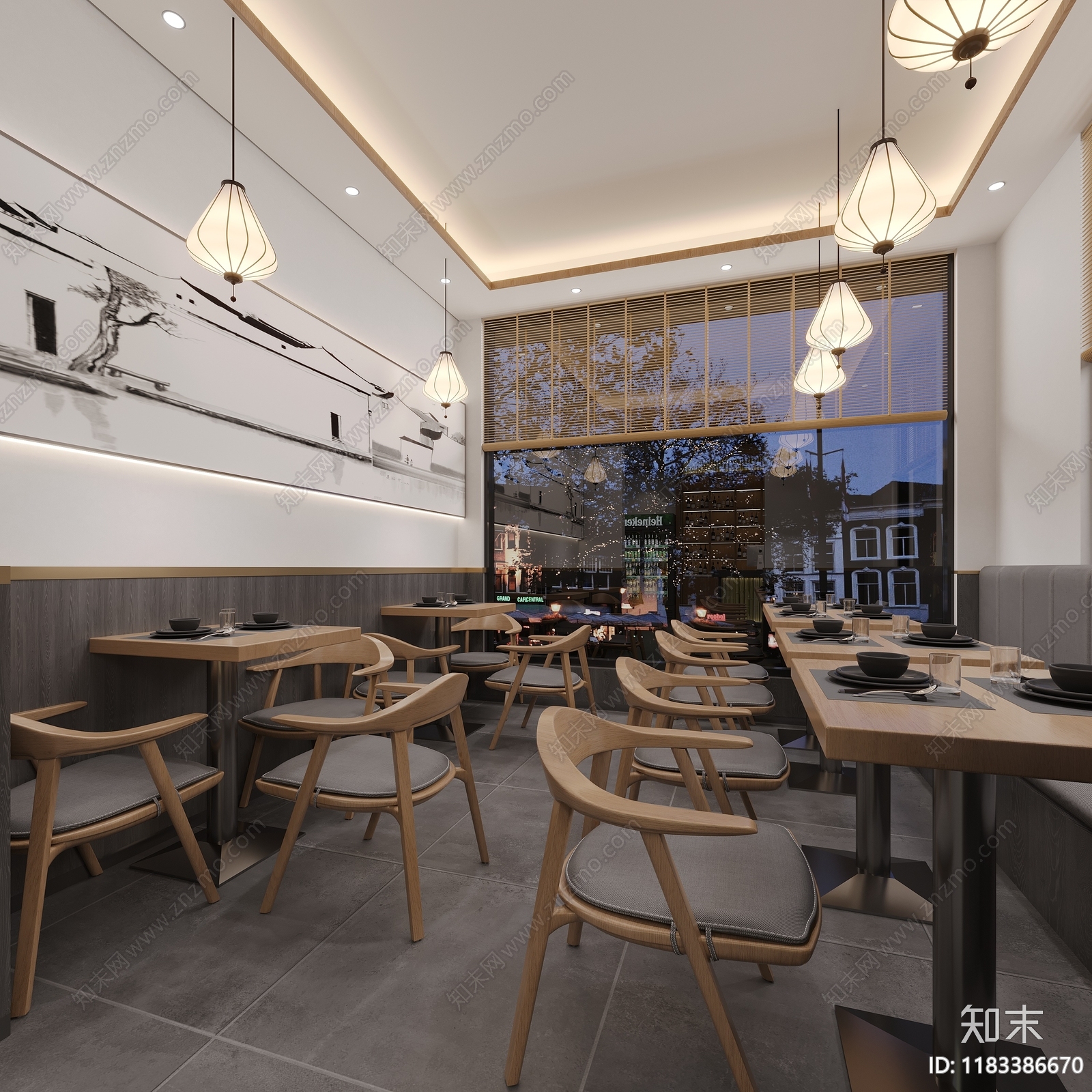 新中式中式快餐店3D模型下载【ID:1183386670】