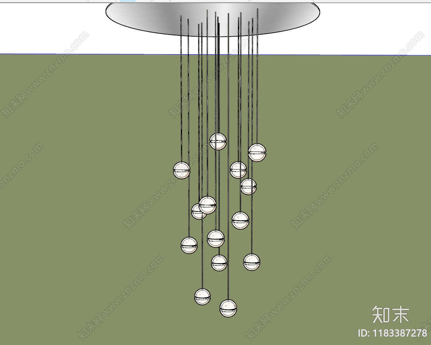 现代吊灯SU模型下载【ID:1183387278】