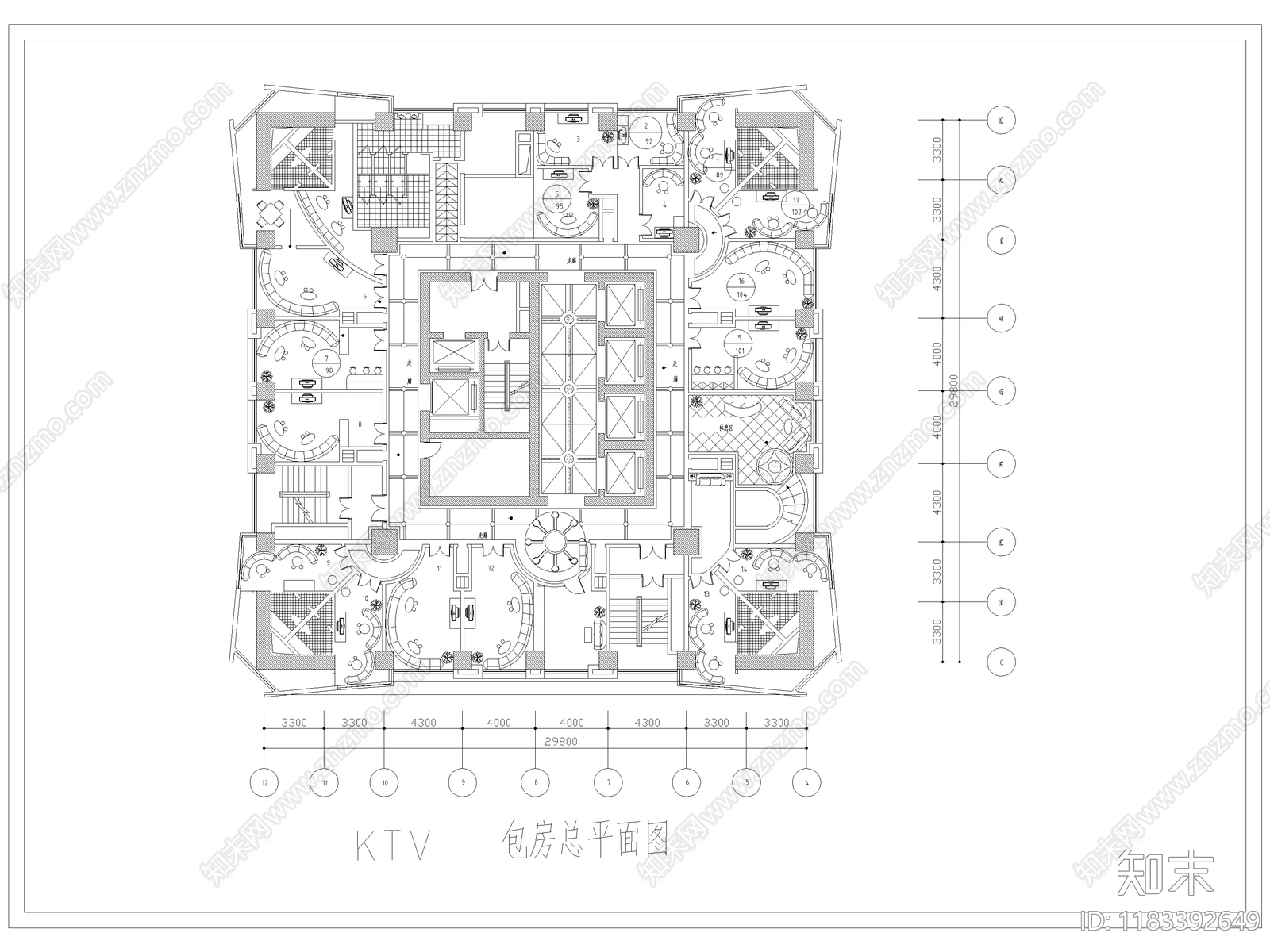 现代KTVcad施工图下载【ID:1183392649】