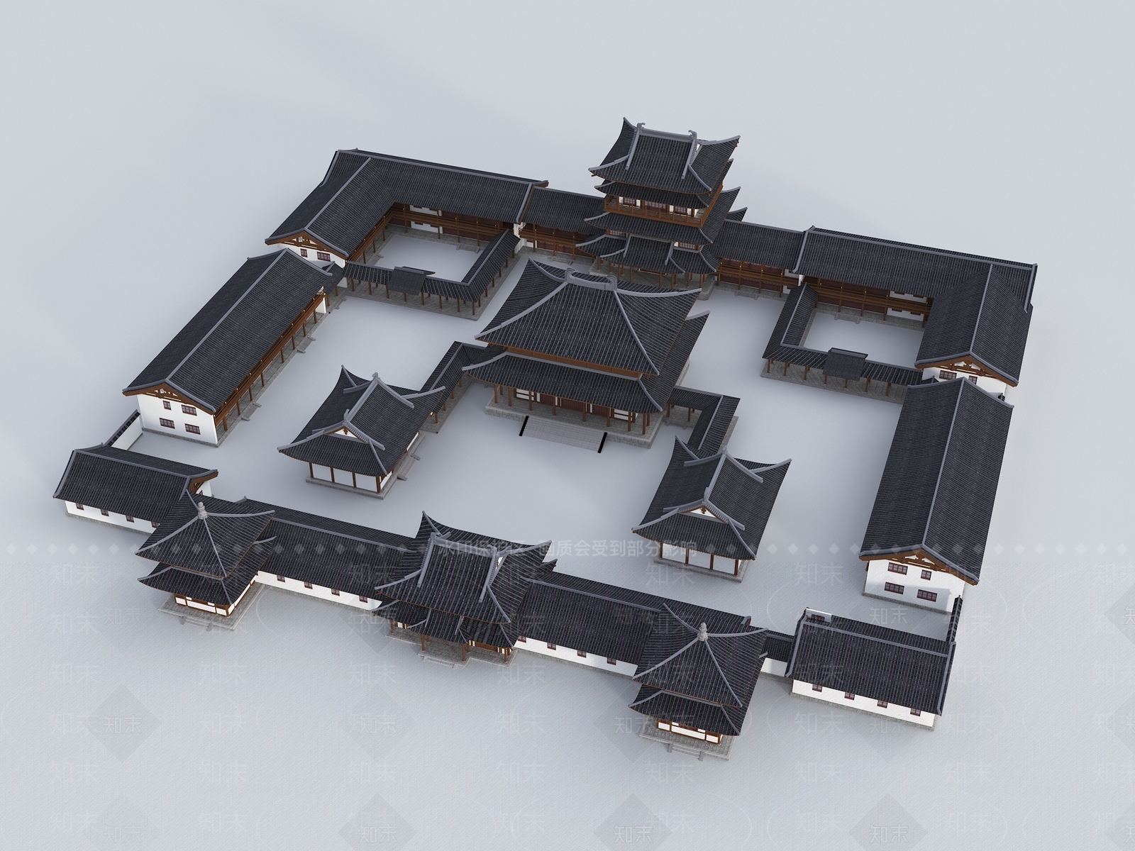 新中式中式古建3D模型下载【ID:1183397123】_知末3d模型网
