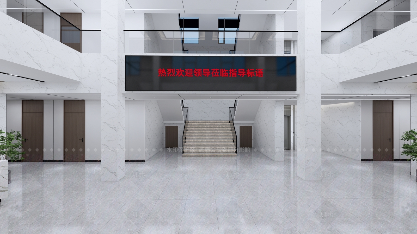 现代办公大堂SU模型下载【ID:1216069289】