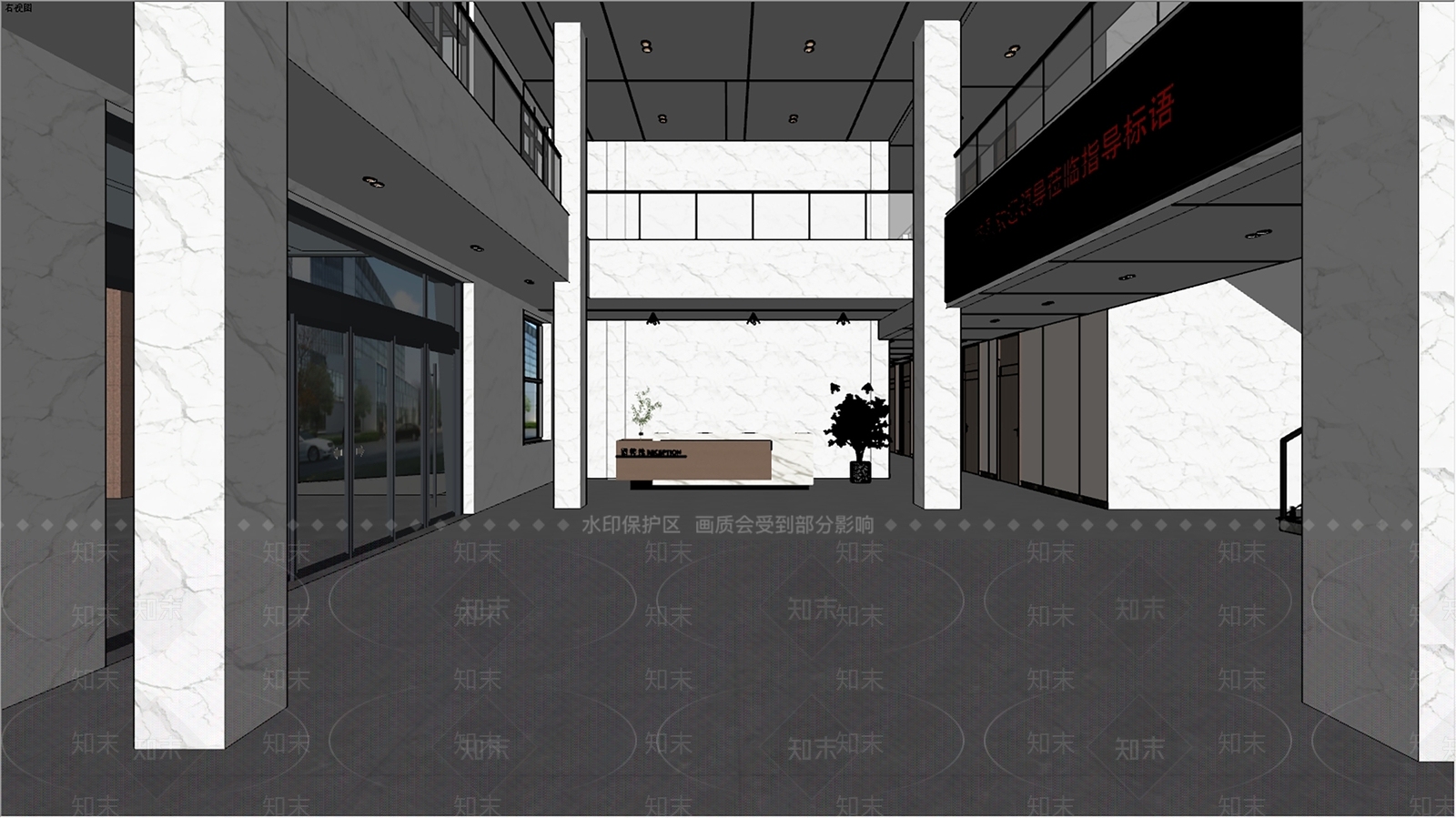 现代办公大堂SU模型下载【ID:1183398445】