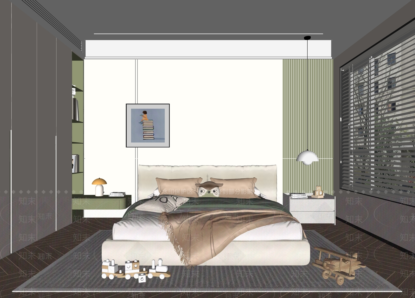 现代通用儿童房SU模型下载【ID:1183404228】