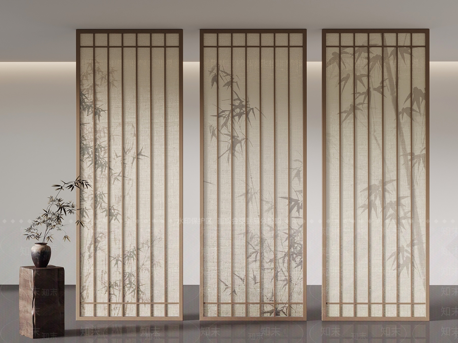 新中式屏风SU模型下载【ID:1183408557】