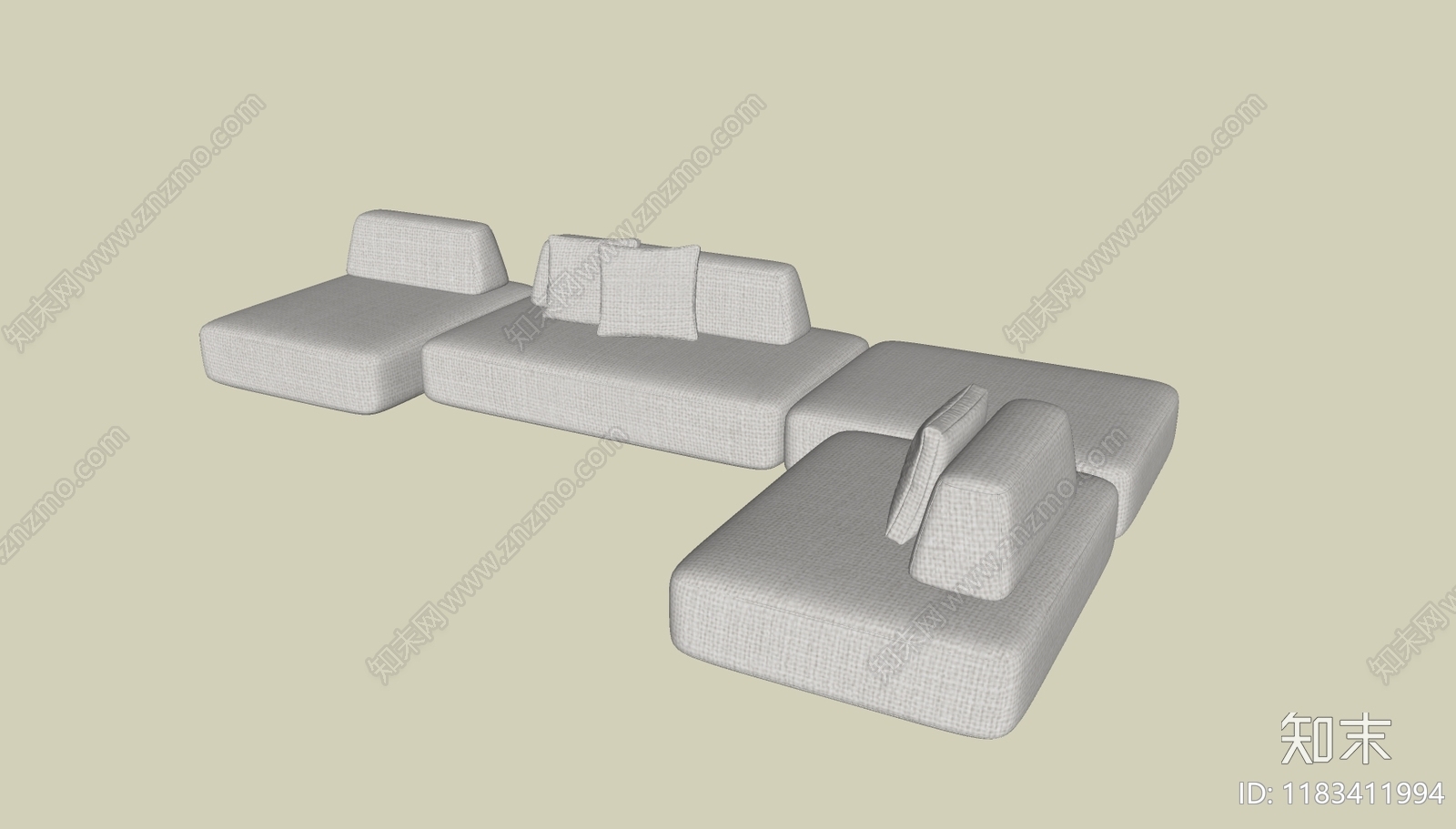 现代多人沙发SU模型下载【ID:1183411994】