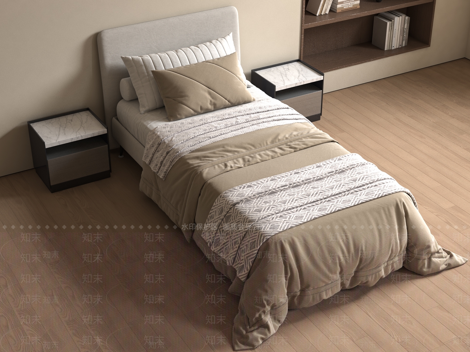 单人床SU模型下载【ID:1183419850】