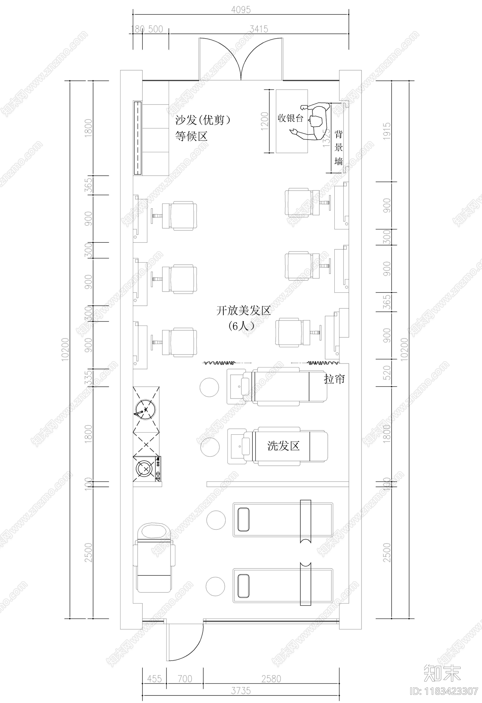 现代理发店cad施工图下载【ID:1183423307】