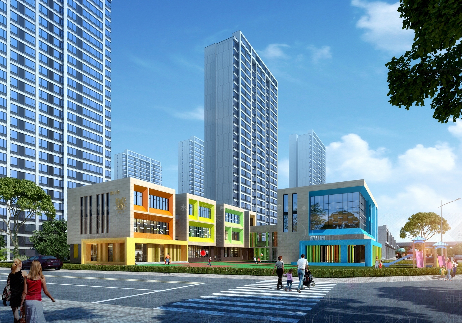 现代学校外观3D模型下载【ID:1183426143】