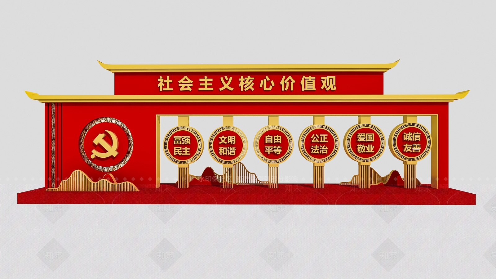 新中式中式美陈3D模型下载【ID:1183427986】