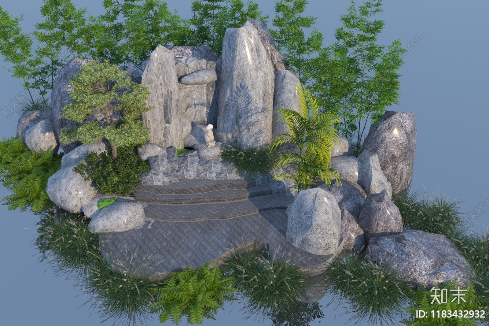 现代假山水景3D模型下载【ID:1183432932】