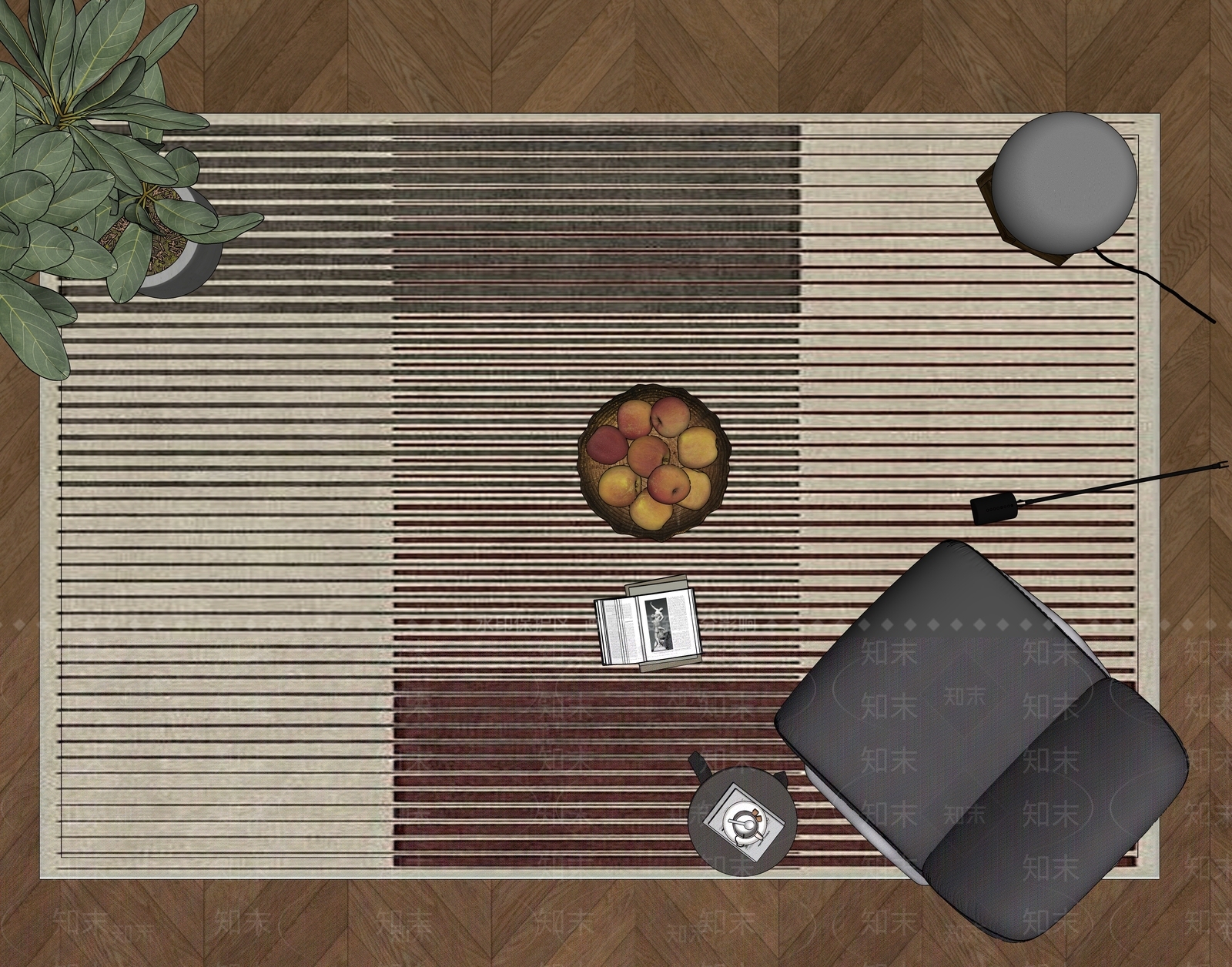 现代地毯SU模型下载【ID:1183439351】