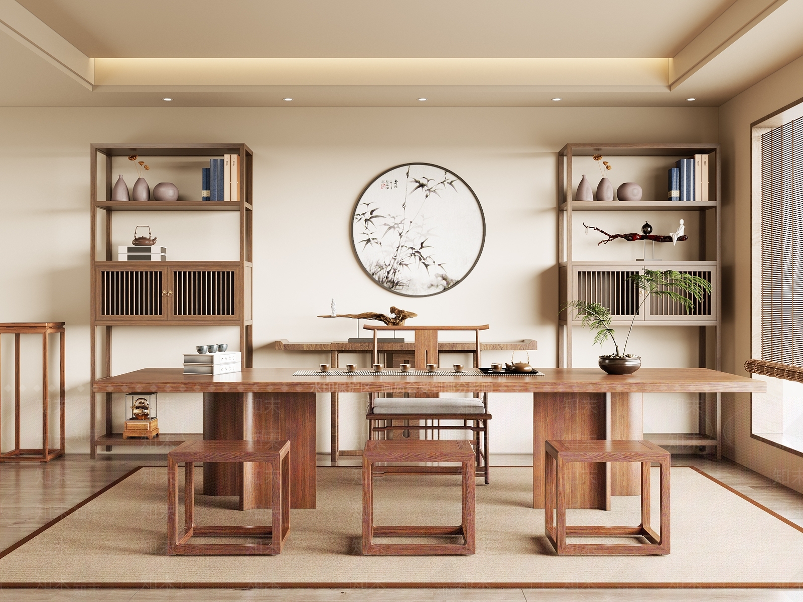 新中式茶室3D模型下载【ID:1183445936】