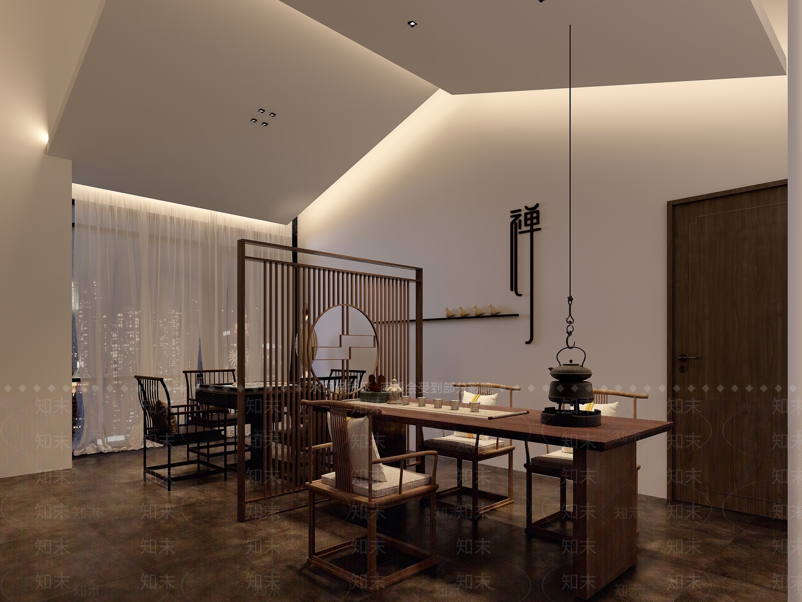 新中式中式棋牌室SU模型下载【ID:1183450428】