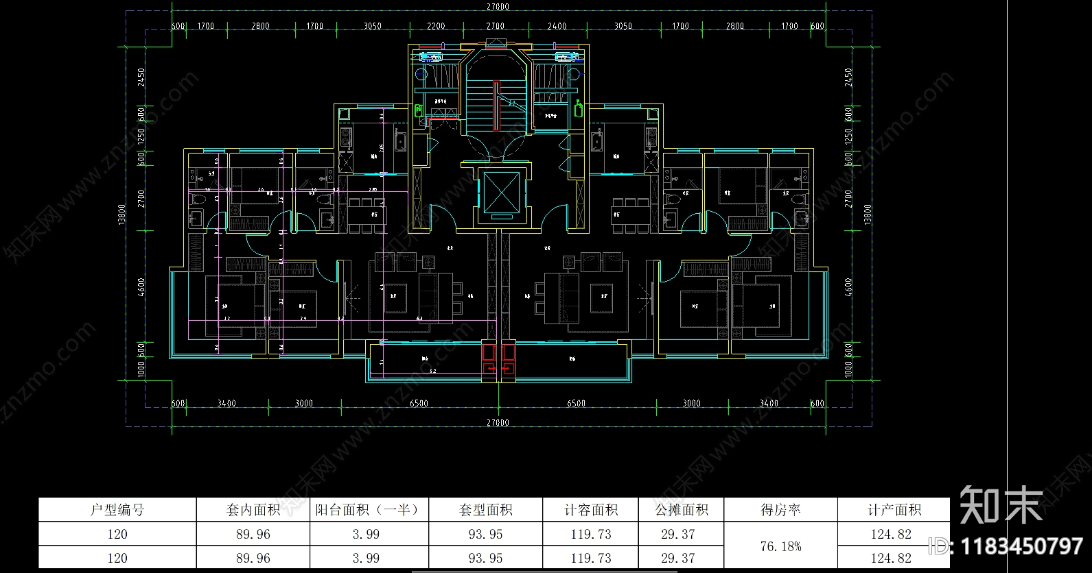 现代住宅楼建筑cad施工图下载【ID:1183450797】