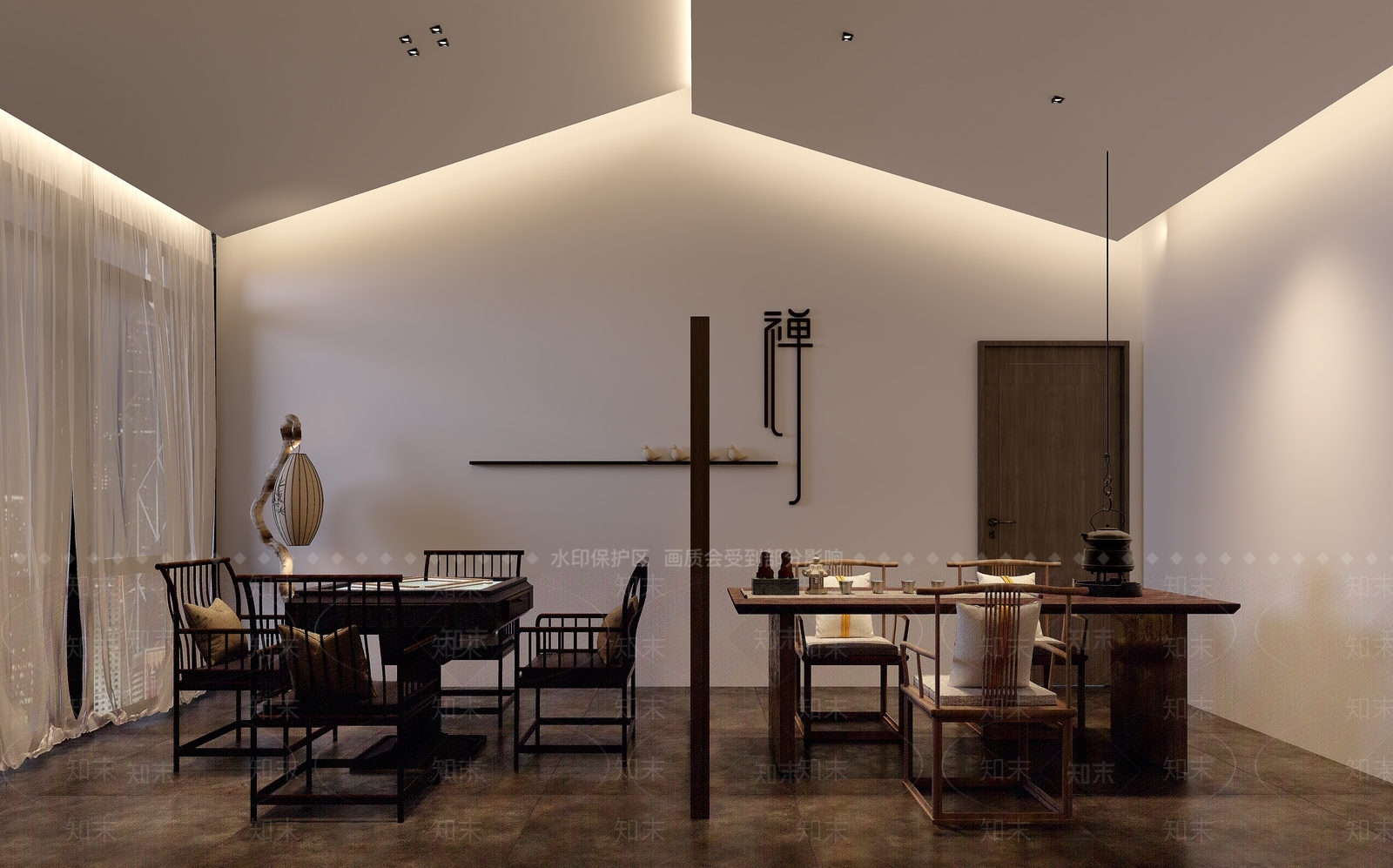 新中式中式棋牌室SU模型下载【ID:1183450428】