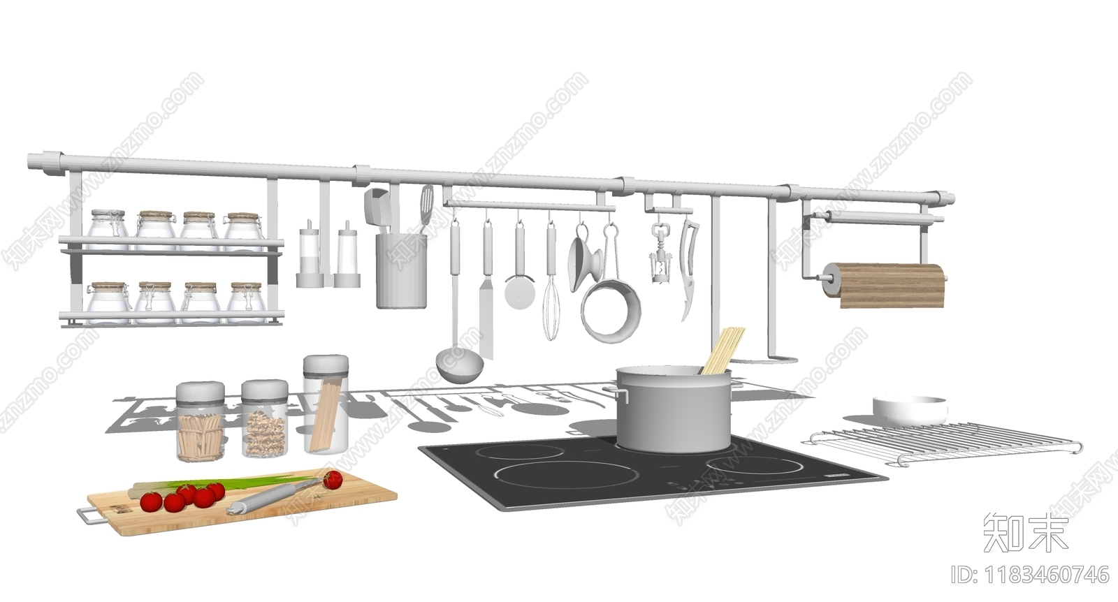 厨房用品组合SU模型下载【ID:1183460746】