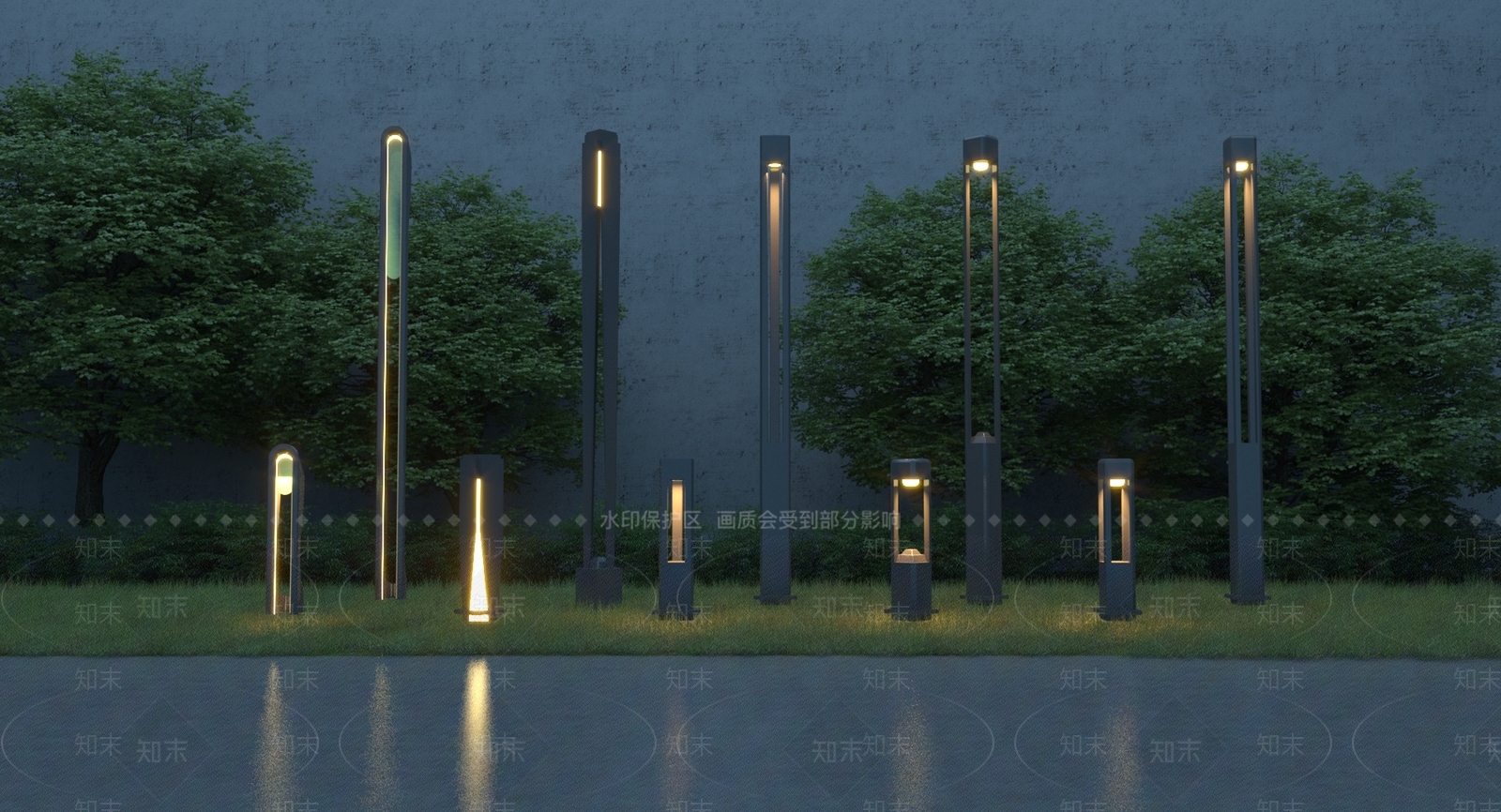 现代灯具组合3D模型下载【ID:1183456234】