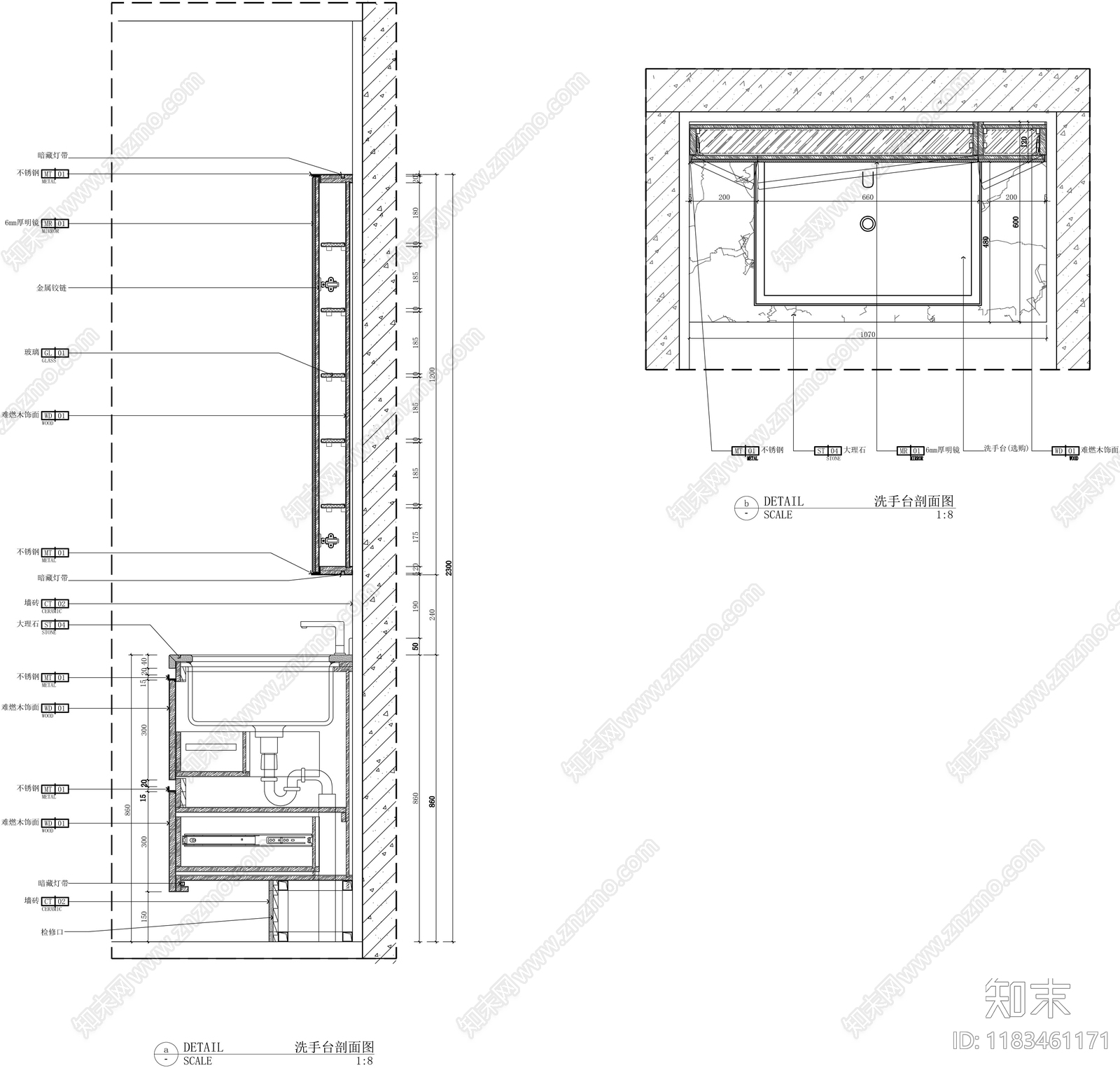 现代简约家具节点详图cad施工图下载【ID:1183461171】