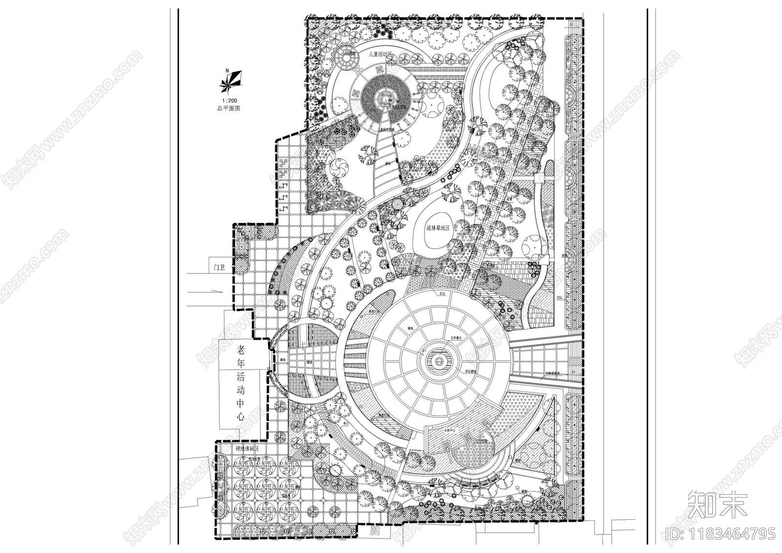 现代新中式公园景观cad施工图下载【ID:1183464795】