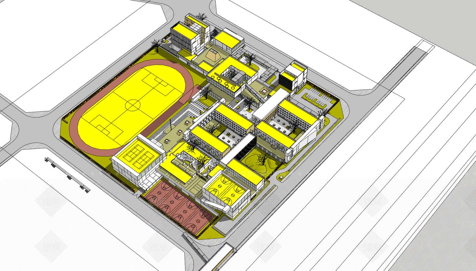现代学校建筑SU模型下载【ID:1183467500】