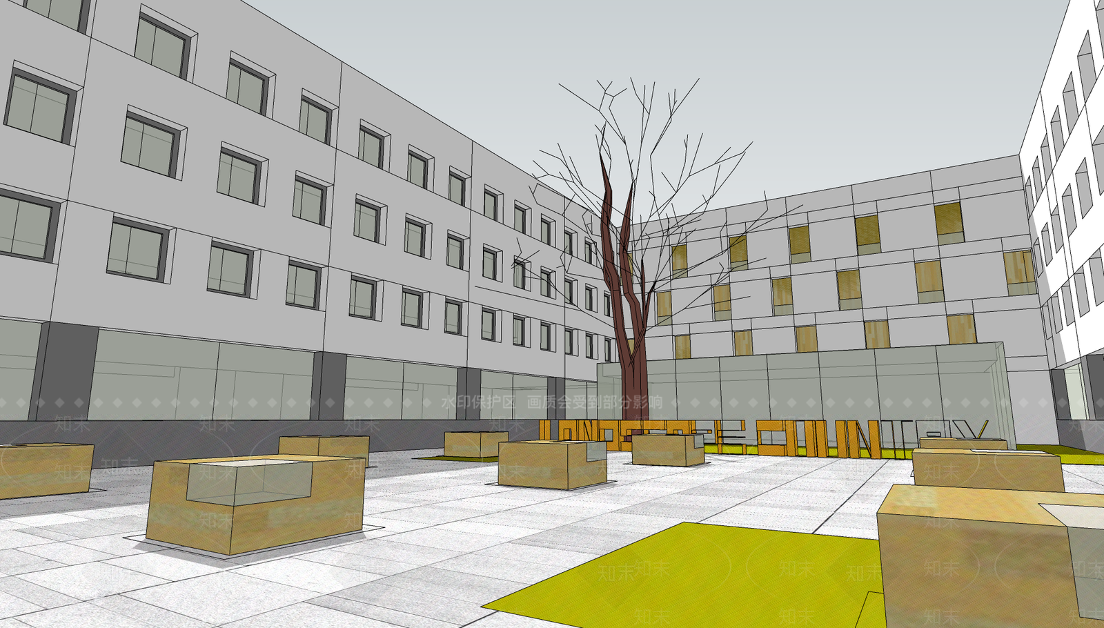 现代学校建筑SU模型下载【ID:1183467500】