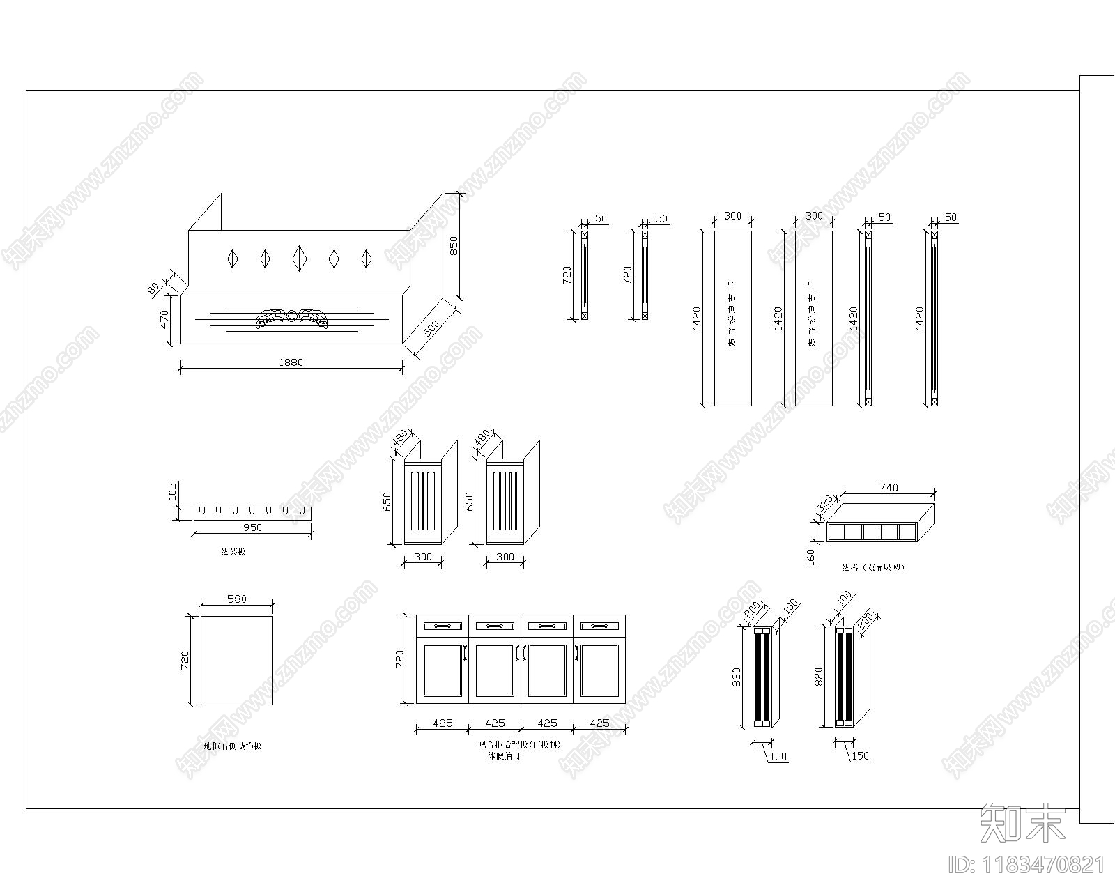 简欧家具节点详图cad施工图下载【ID:1183470821】