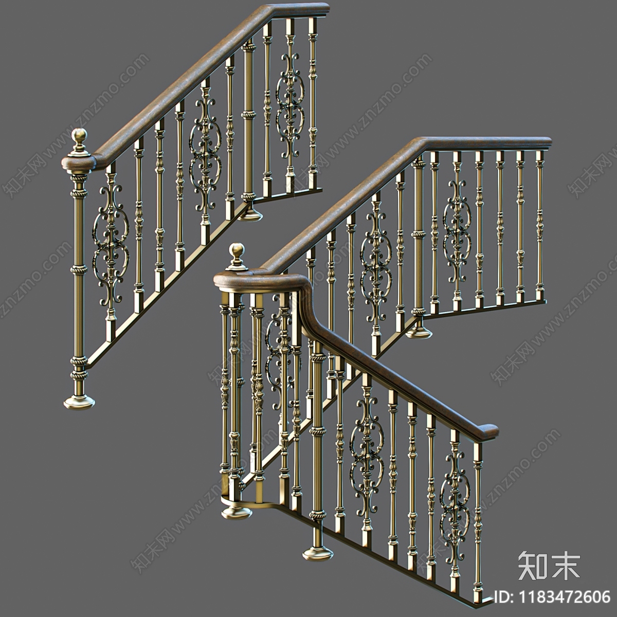 美式欧式栏杆3D模型下载【ID:1183472606】