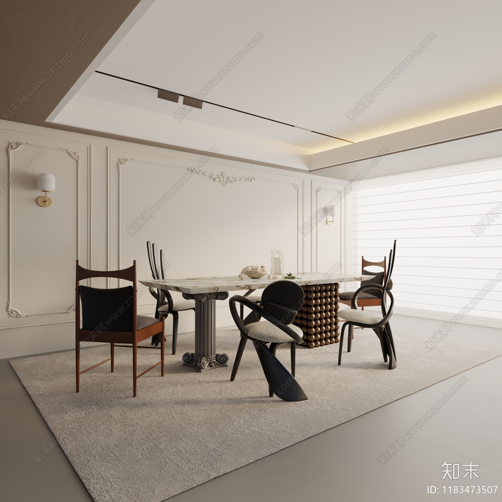 现代餐桌3D模型下载【ID:1183473507】