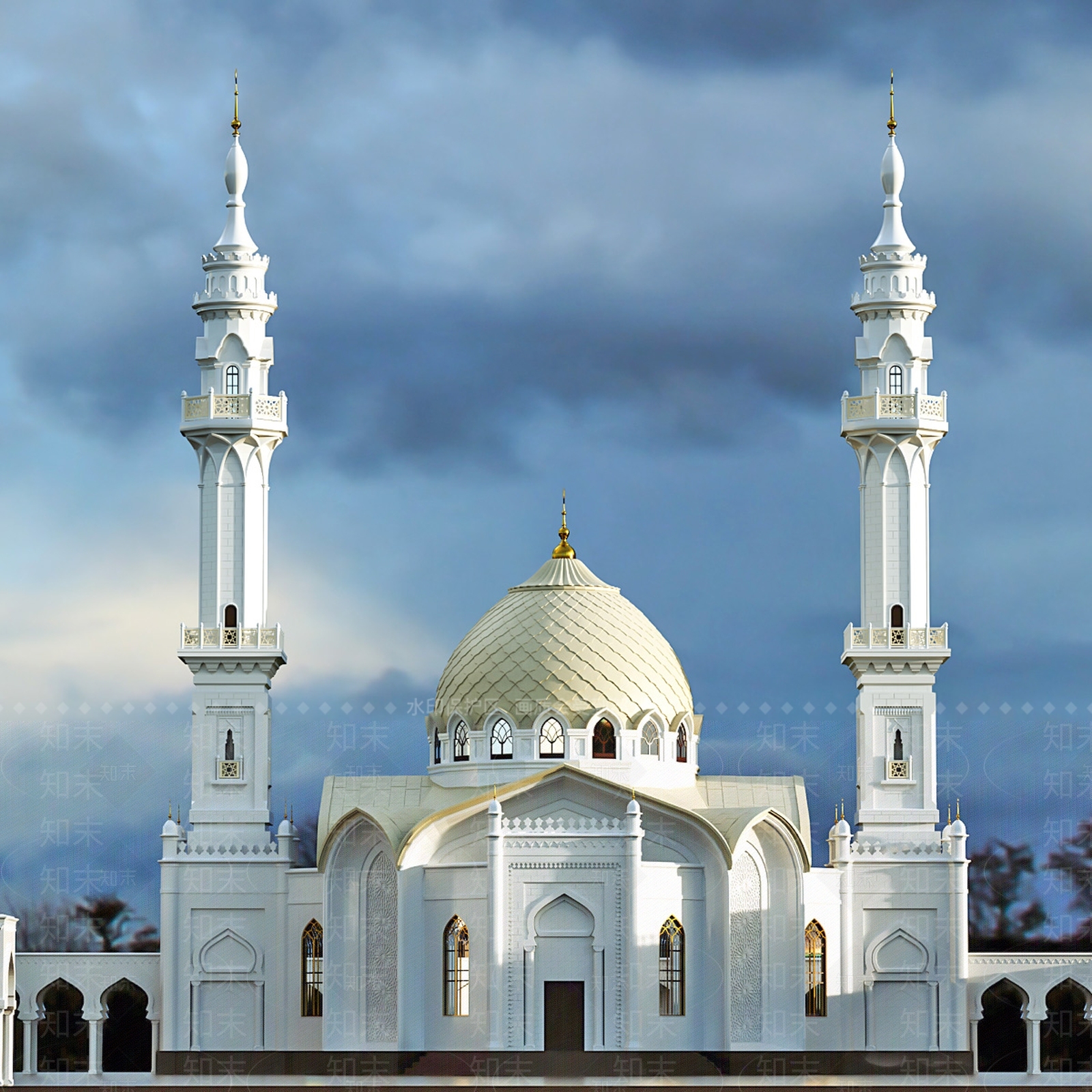 美式欧式艺术风格建筑3D模型下载【ID:1183474374】