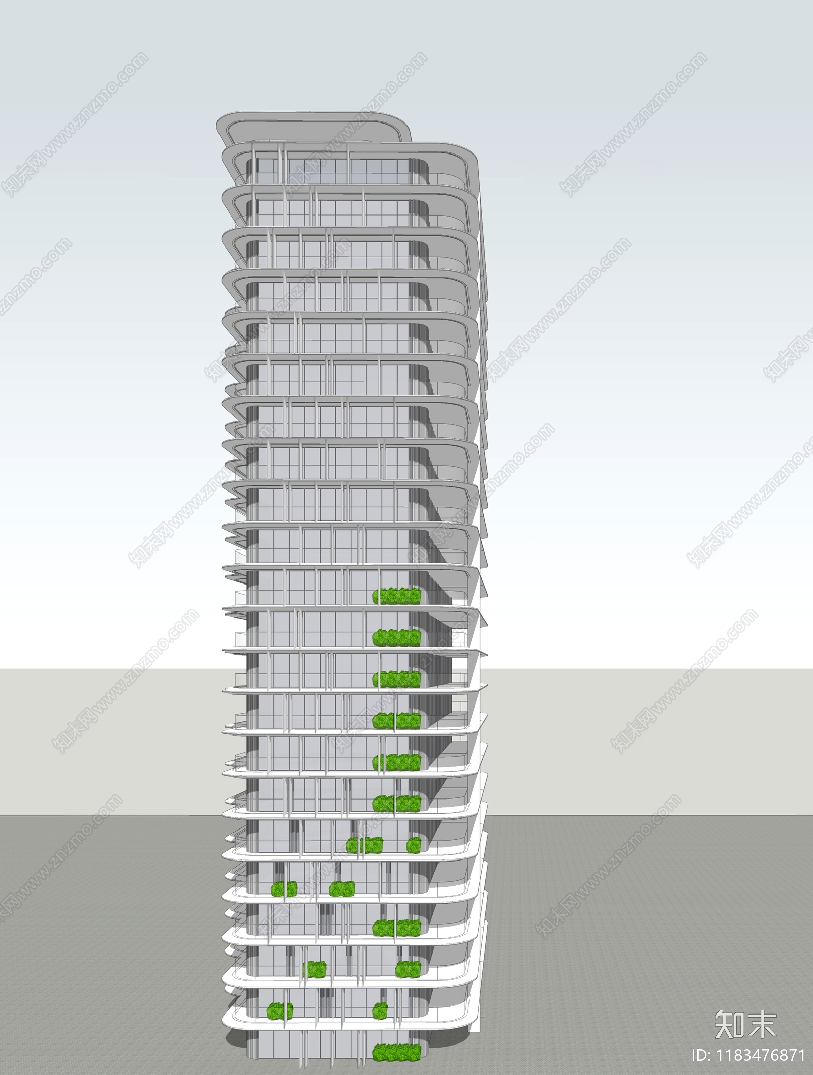 现代高层住宅SU模型下载【ID:1183476871】