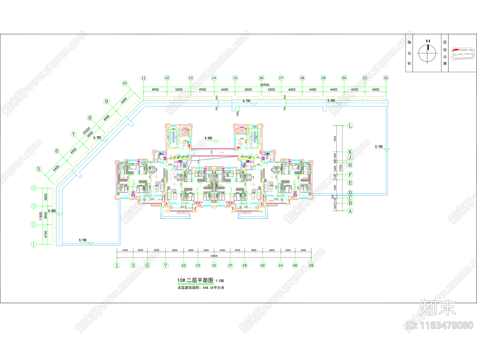 现代住宅楼建筑cad施工图下载【ID:1183478080】