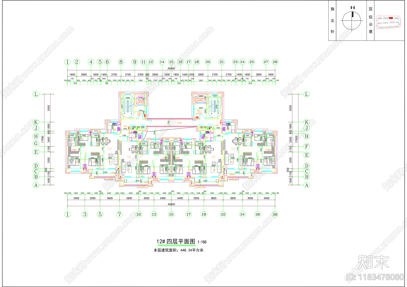 现代住宅楼建筑cad施工图下载【ID:1183478080】