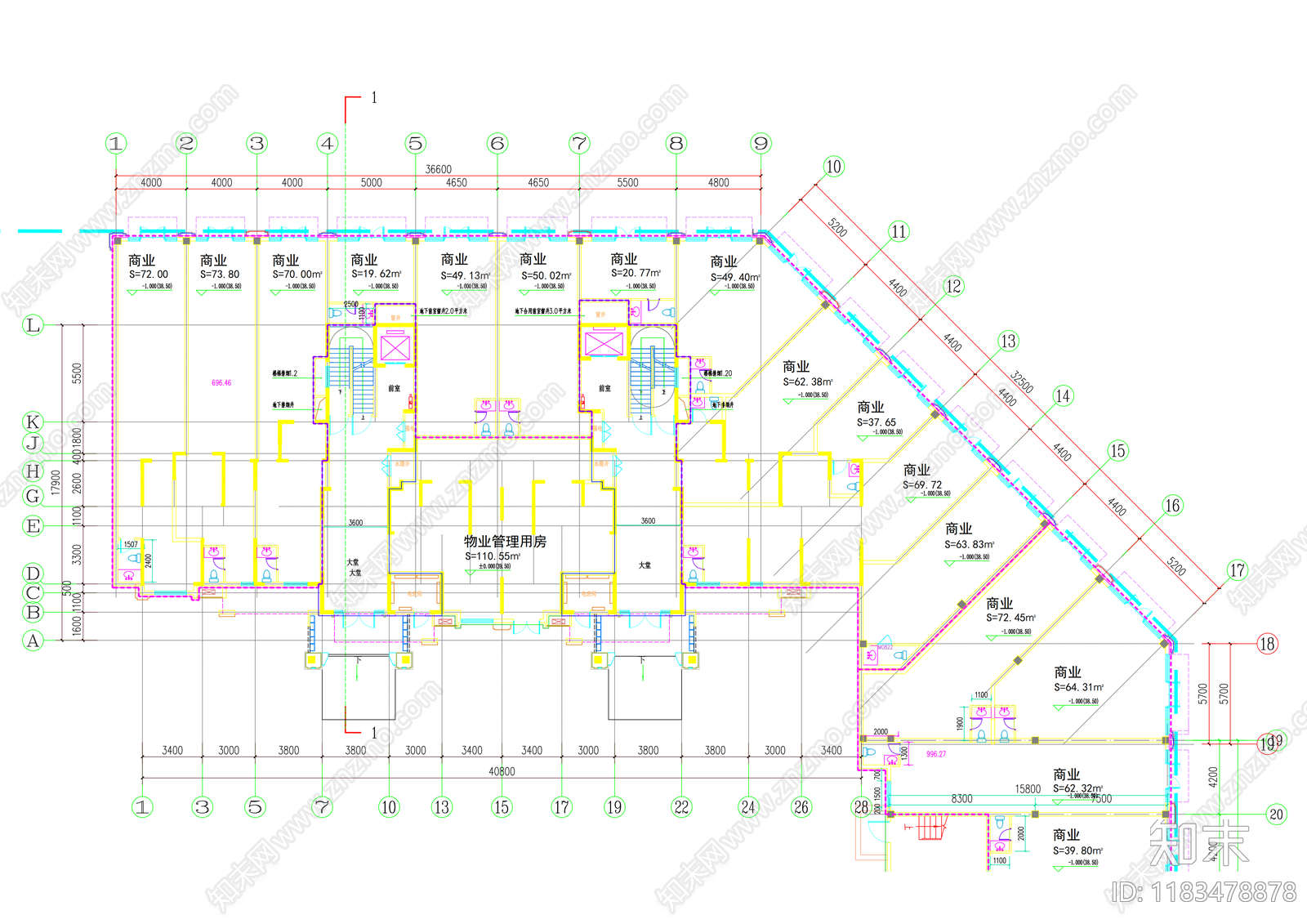 现代商业街cad施工图下载【ID:1183478878】