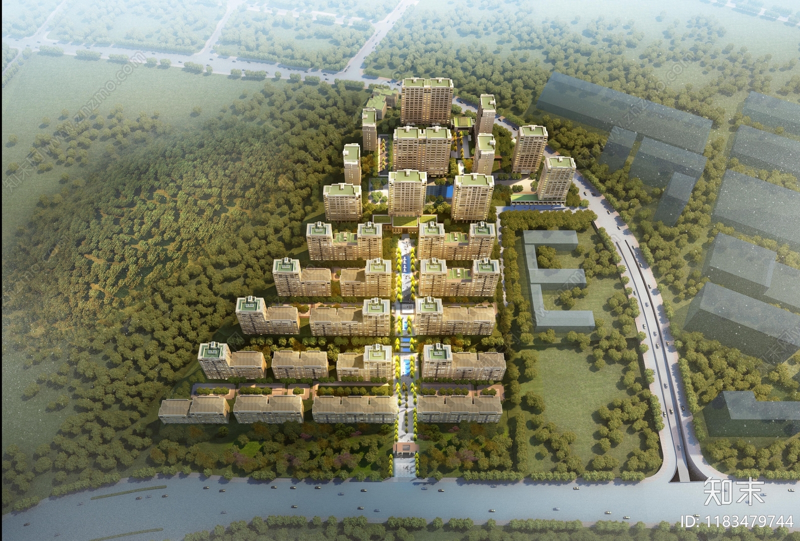 现代小区建筑SU模型下载【ID:1183479744】