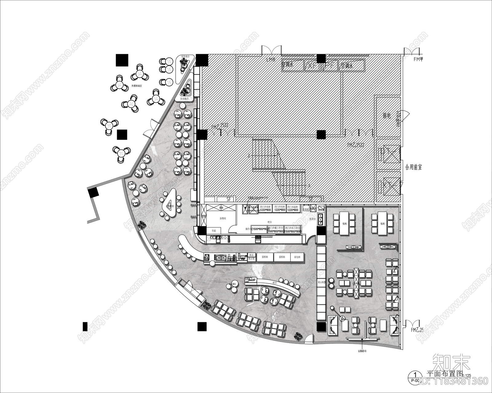 现代咖啡厅cad施工图下载【ID:1183481360】