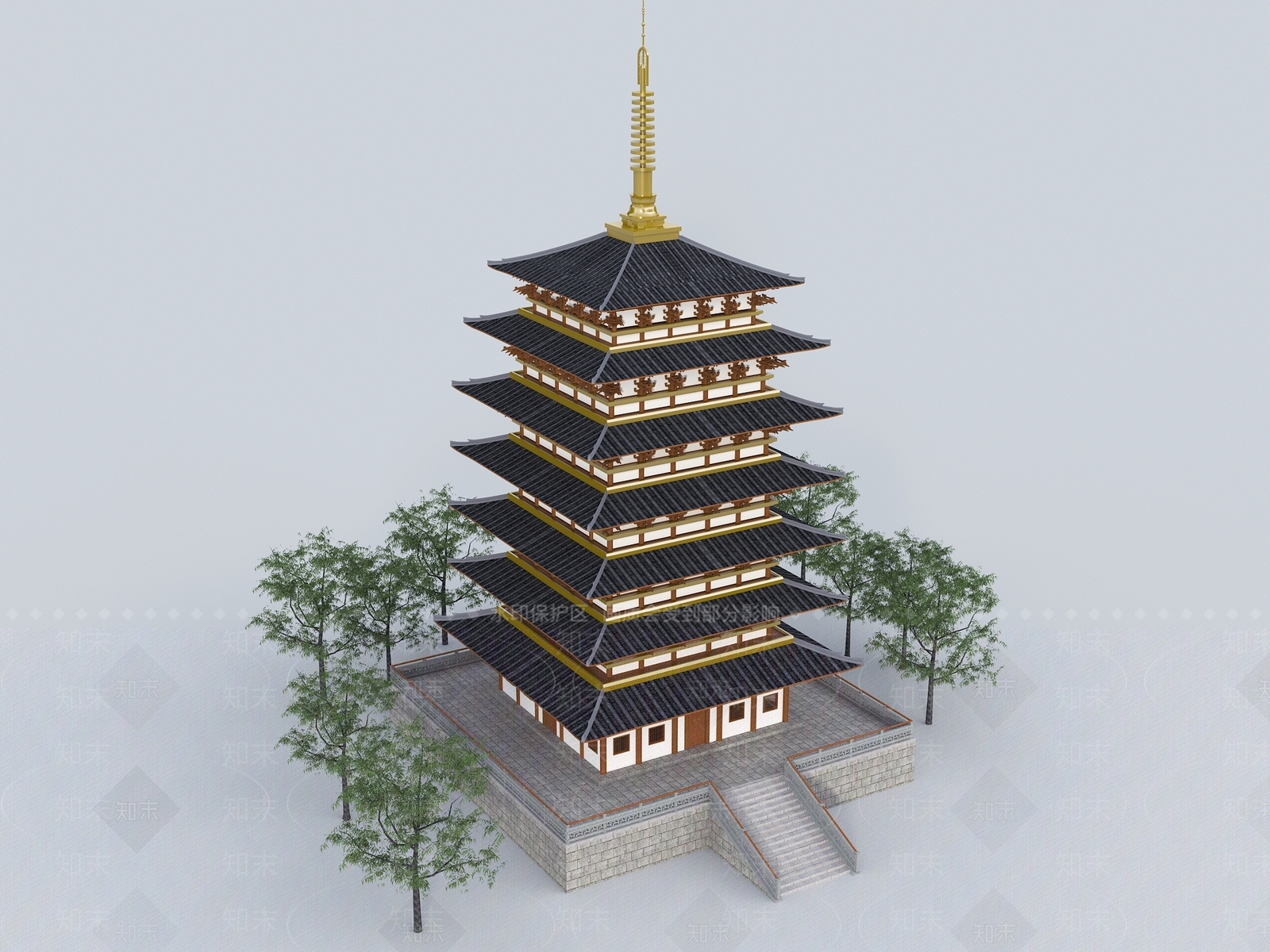 新中式中式古建3D模型下载【ID:1183494337】