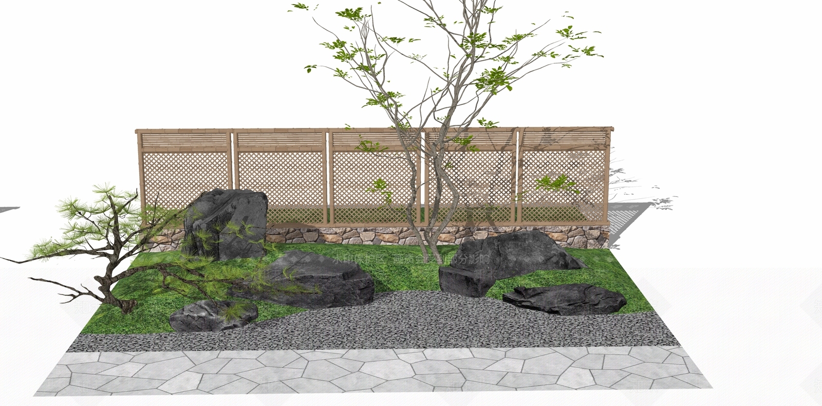 中式别墅庭院SU模型下载【ID:1183520812】