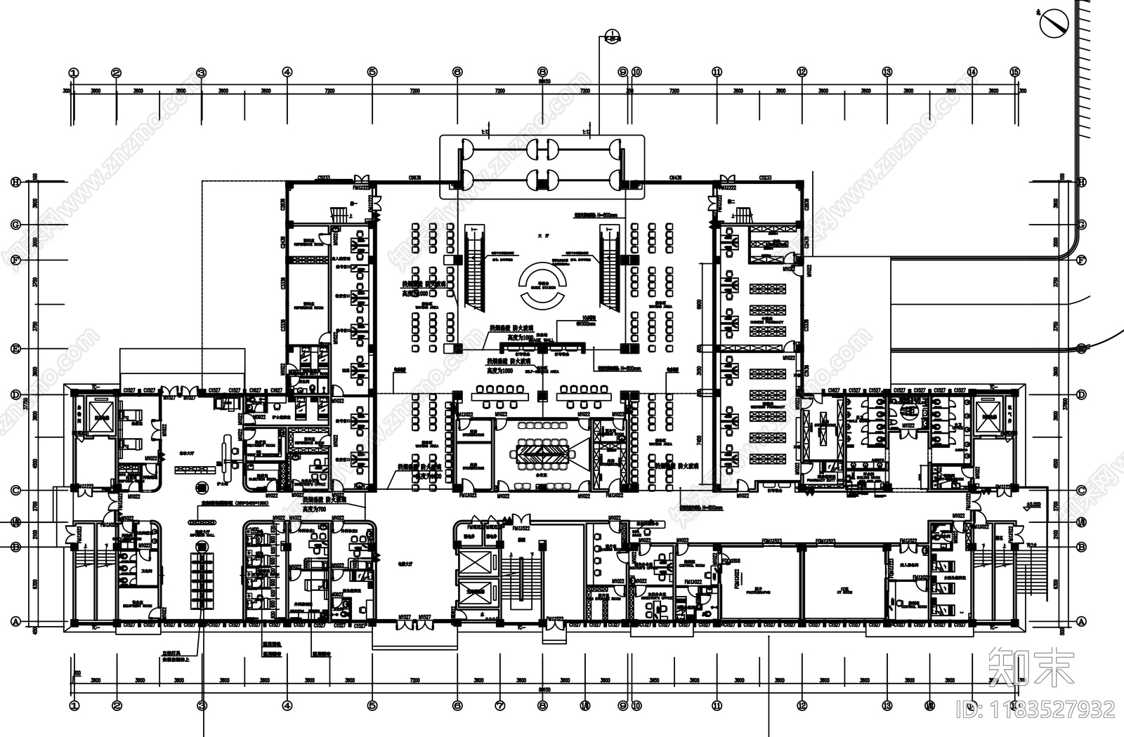 现代新中式医院cad施工图下载【ID:1183527932】