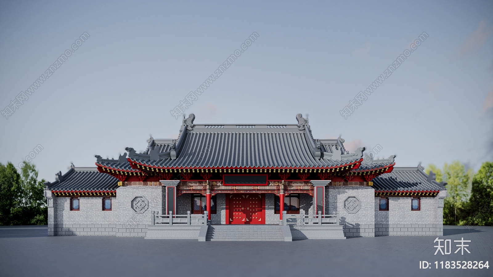 中式复古古建3D模型下载【ID:1183528264】