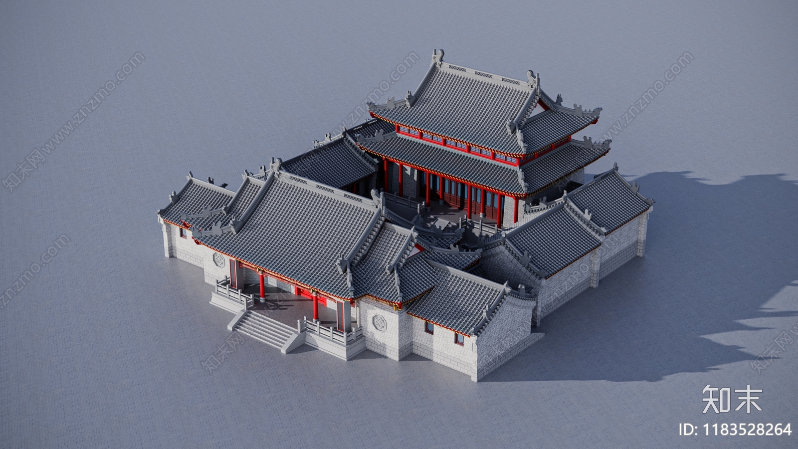 中式复古古建3D模型下载【ID:1183528264】