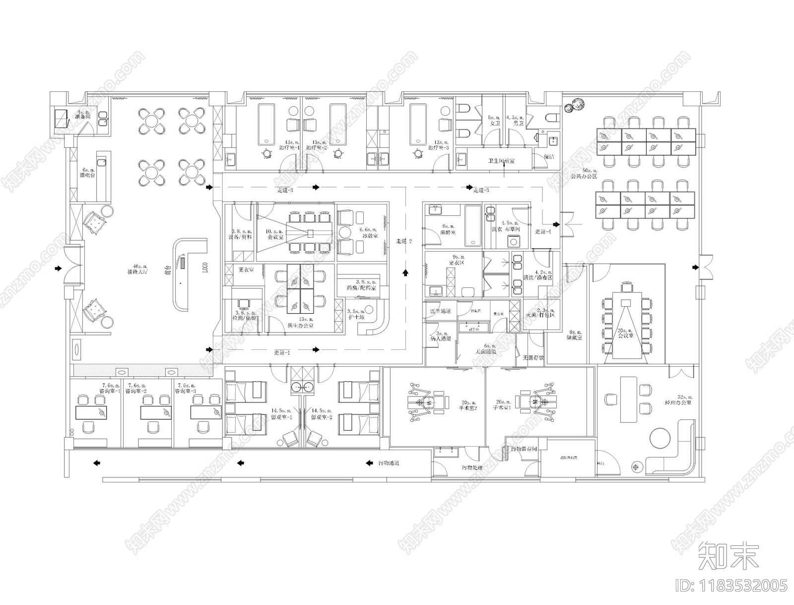 现代医院cad施工图下载【ID:1183532005】