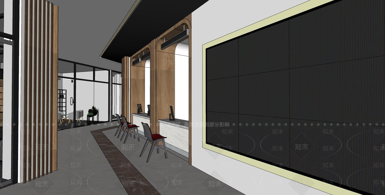 现代办事大厅SU模型下载【ID:1183534255】